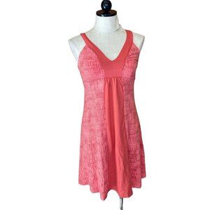 Patagonia Fit Flare Mini Dress V-Neck Geometric Sleeveless Stretch Pink Sz S